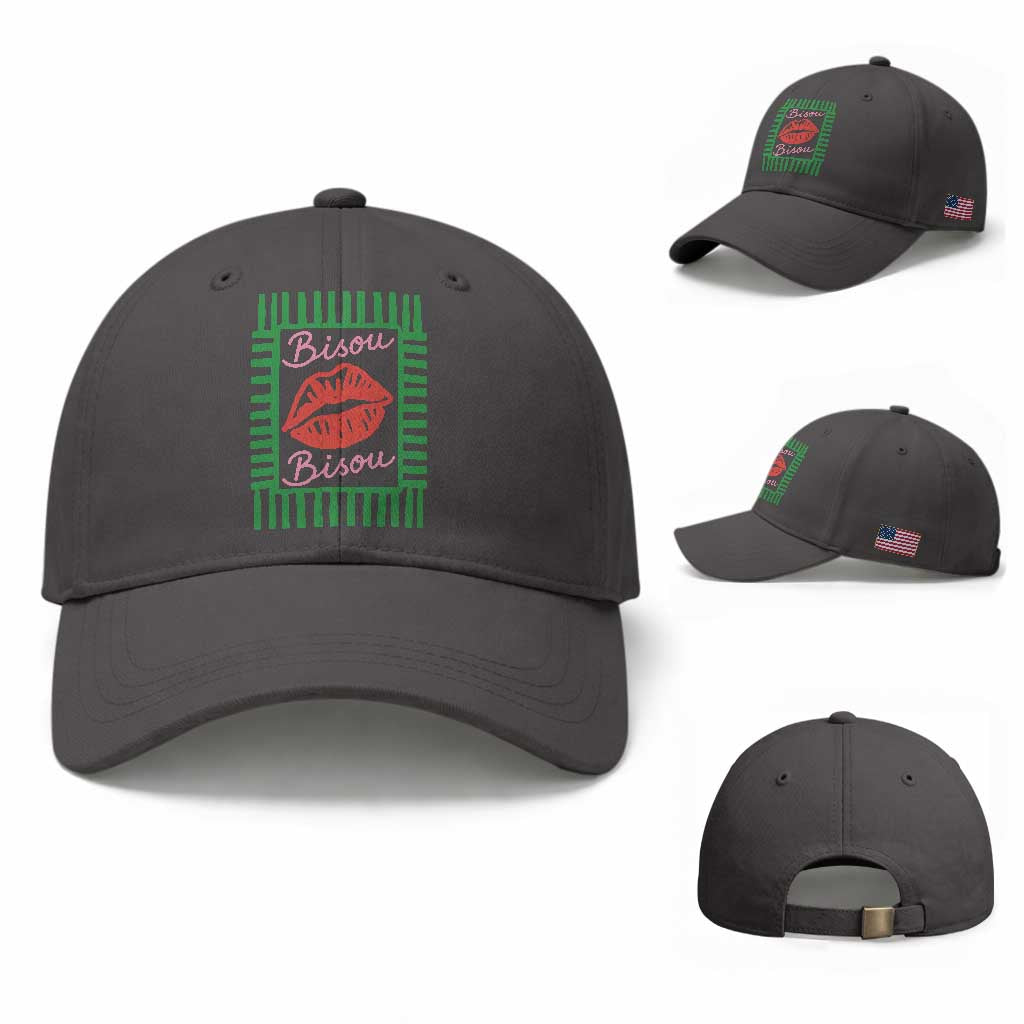 French Bisous Paris Vacation Retro Summer Vibes Baseball Cap