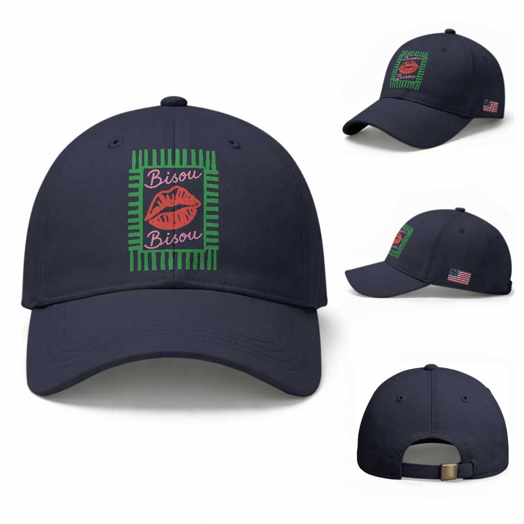 French Bisous Paris Vacation Retro Summer Vibes Baseball Cap