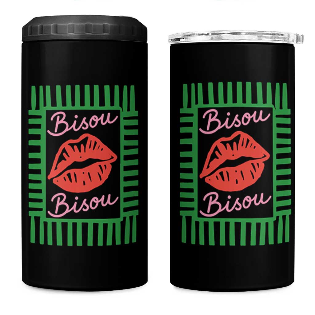 French Bisous Paris Vacation Retro Summer Vibes 4 in 1 Can Cooler Tumbler