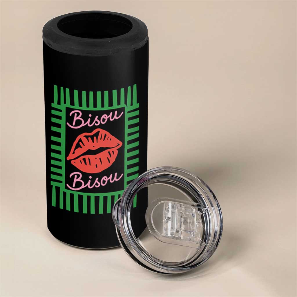 French Bisous Paris Vacation Retro Summer Vibes 4 in 1 Can Cooler Tumbler