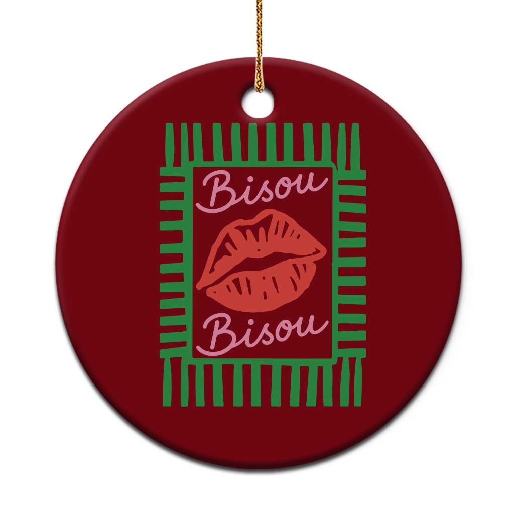 French Bisous Paris Vacation Retro Summer Vibes Ceramic Ornament