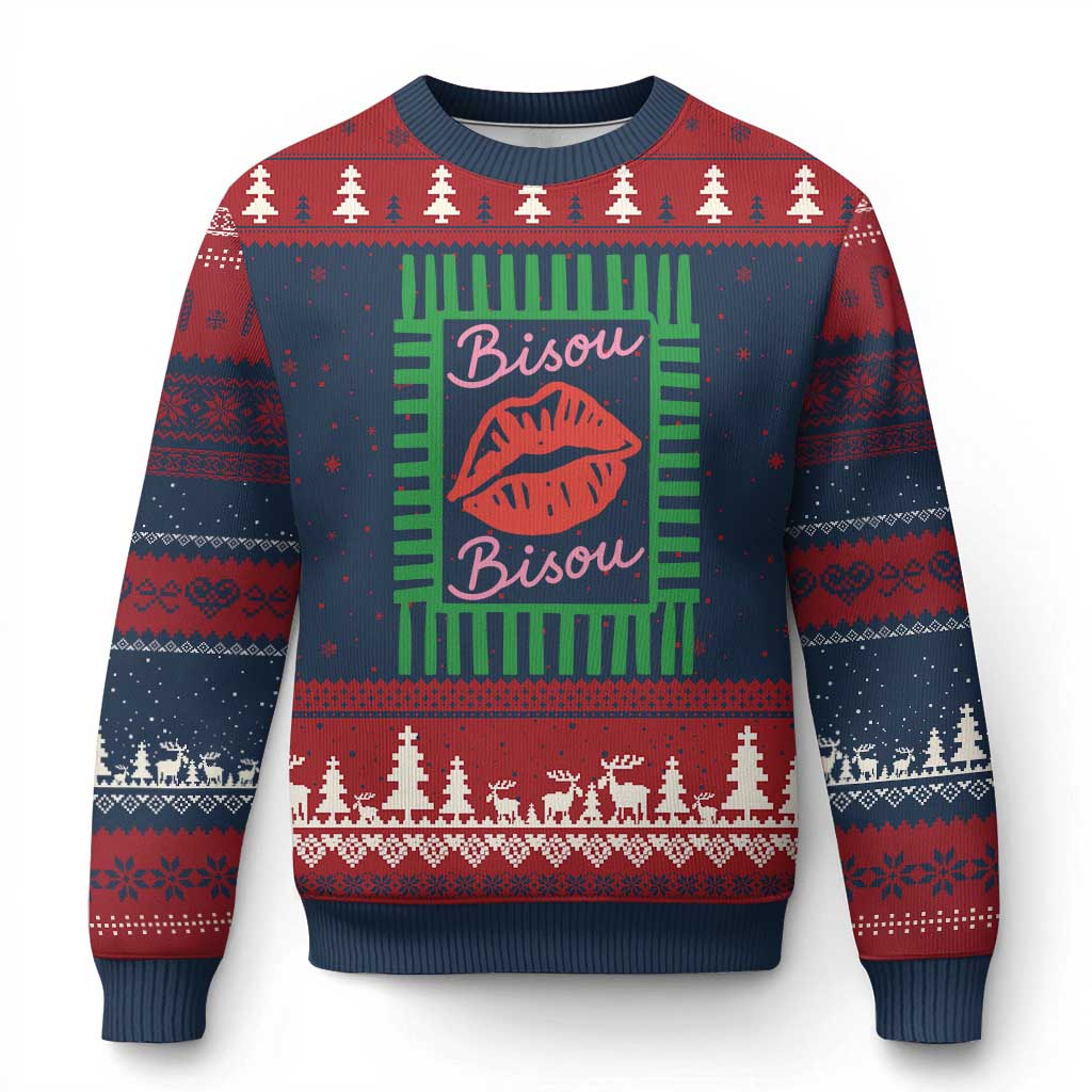 French Bisous Paris Vacation Retro Summer Vibes Ugly Christmas Sweater