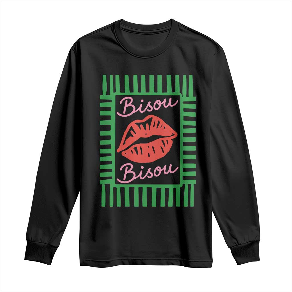 French Bisous Paris Vacation Retro Summer Vibes Long Sleeve Shirt