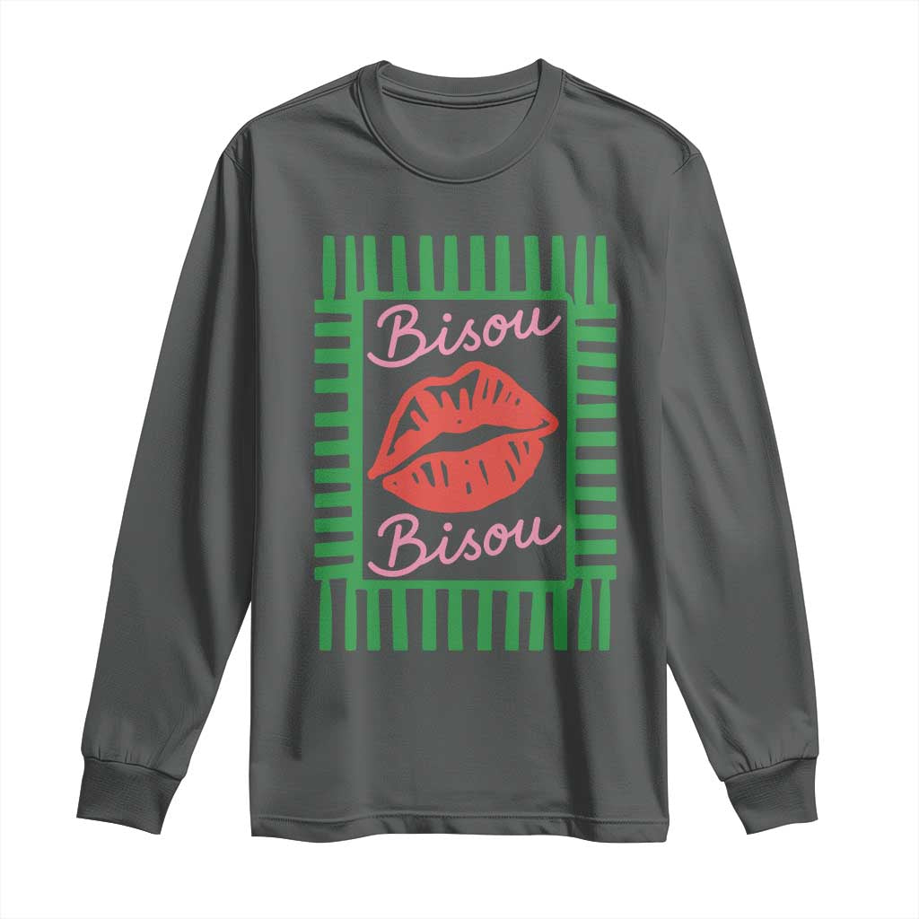 French Bisous Paris Vacation Retro Summer Vibes Long Sleeve Shirt
