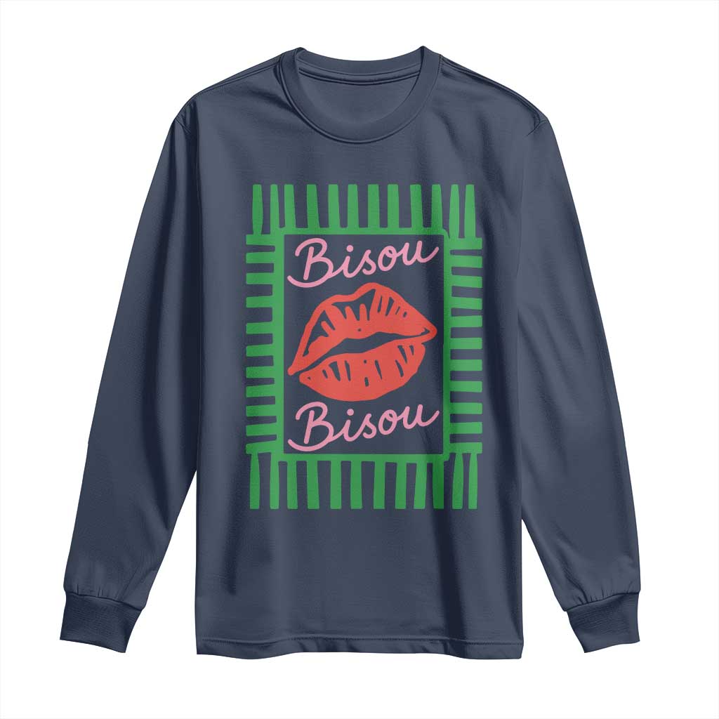 French Bisous Paris Vacation Retro Summer Vibes Long Sleeve Shirt