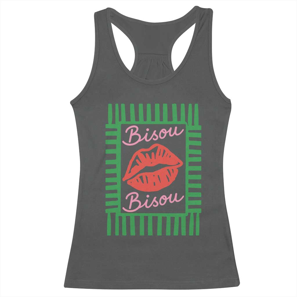 French Bisous Paris Vacation Retro Summer Vibes Racerback Tank Top