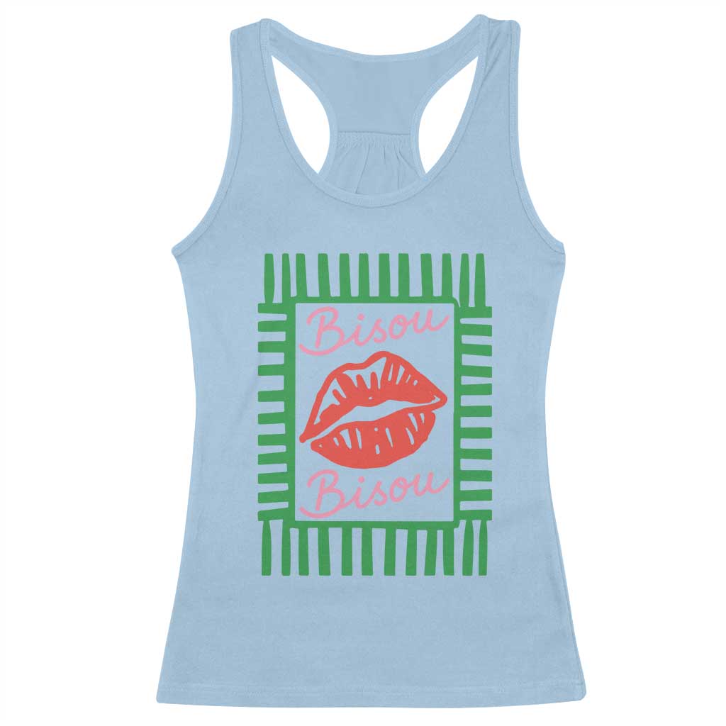 French Bisous Paris Vacation Retro Summer Vibes Racerback Tank Top