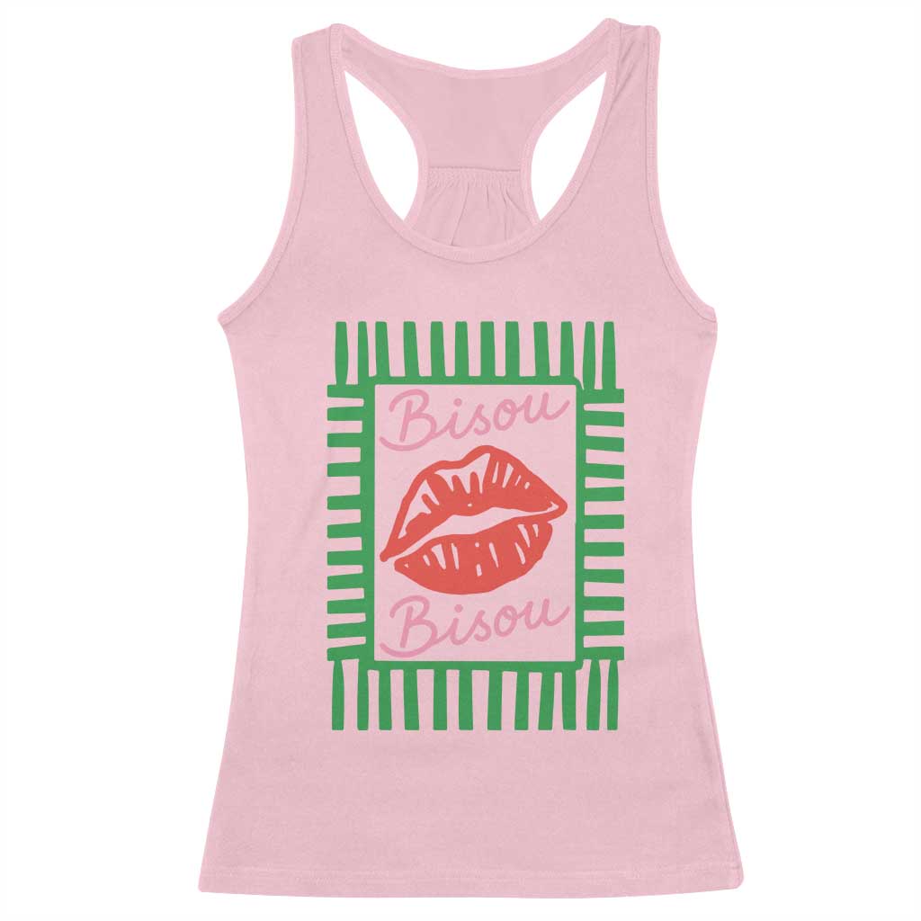 French Bisous Paris Vacation Retro Summer Vibes Racerback Tank Top