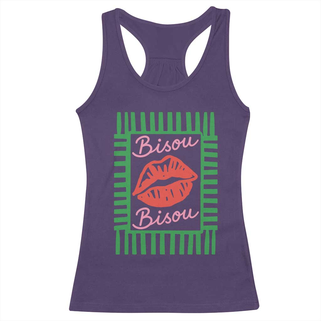 French Bisous Paris Vacation Retro Summer Vibes Racerback Tank Top