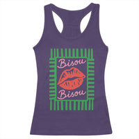French Bisous Paris Vacation Retro Summer Vibes Racerback Tank Top