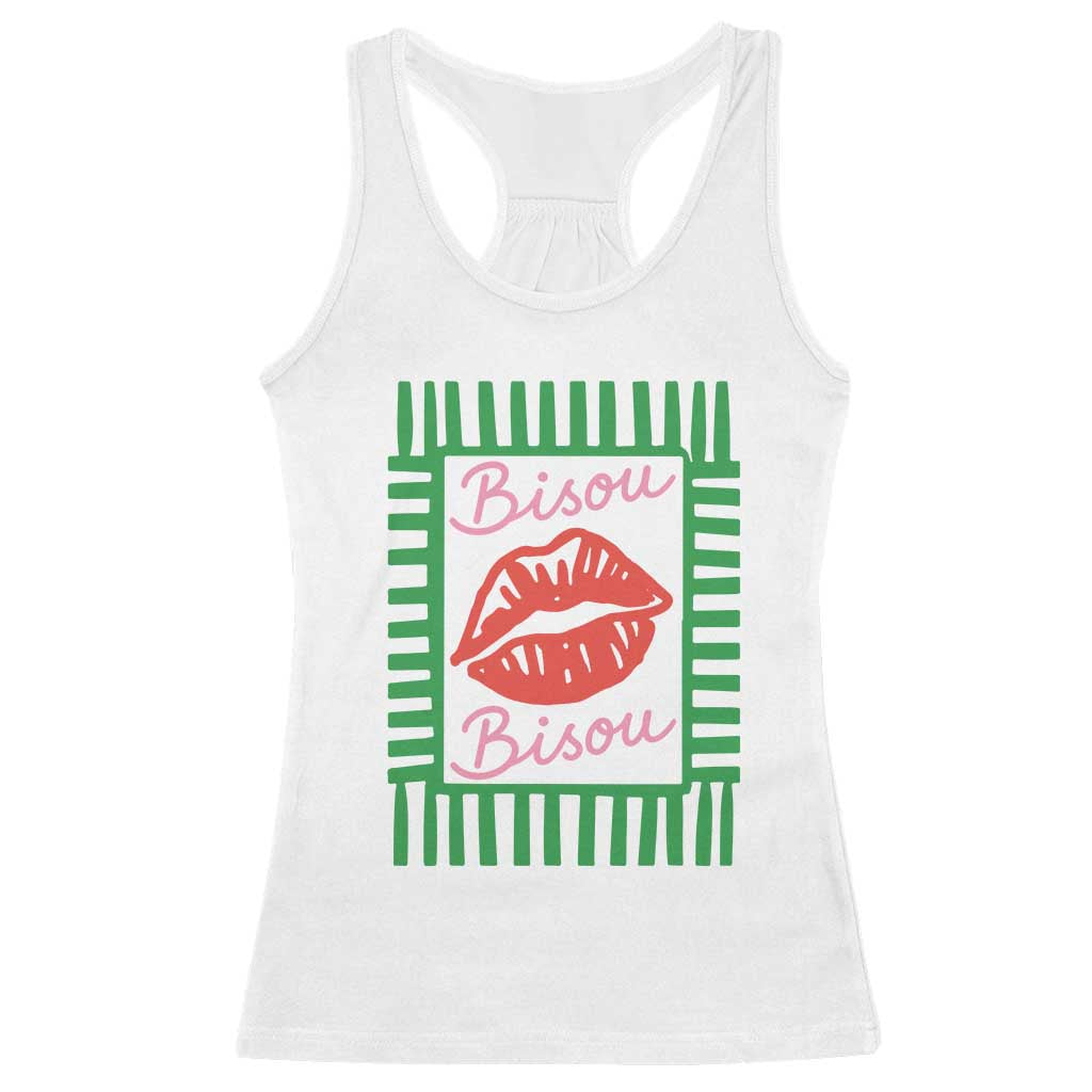 French Bisous Paris Vacation Retro Summer Vibes Racerback Tank Top