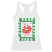 French Bisous Paris Vacation Retro Summer Vibes Racerback Tank Top