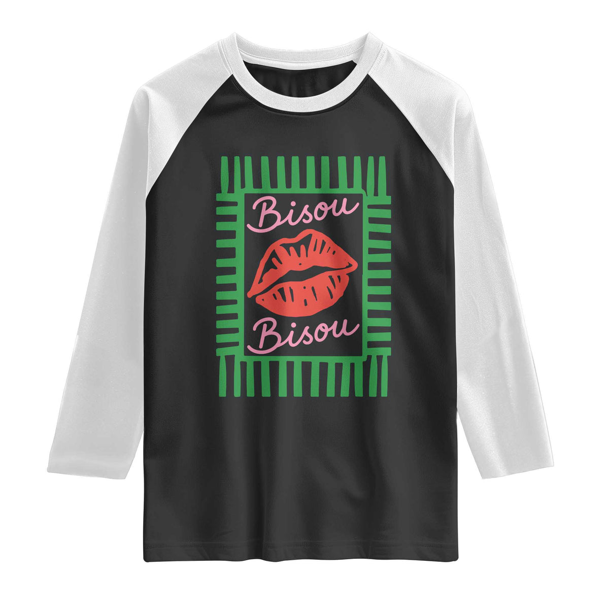 French Bisous Paris Vacation Retro Summer Vibes Raglan Shirt