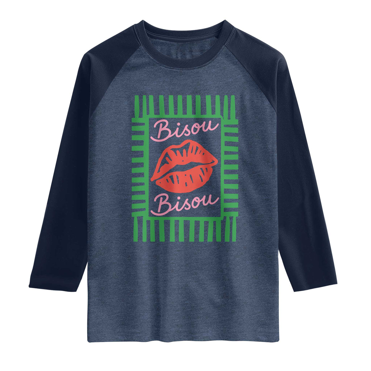 French Bisous Paris Vacation Retro Summer Vibes Raglan Shirt
