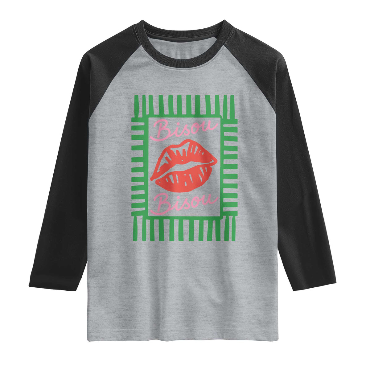 French Bisous Paris Vacation Retro Summer Vibes Raglan Shirt