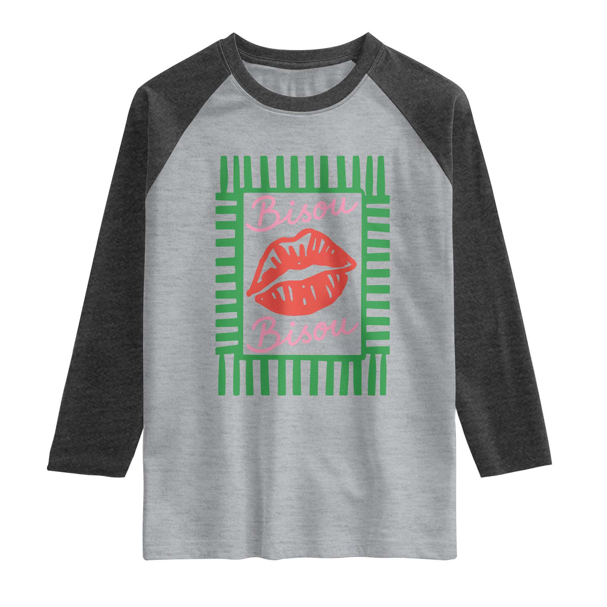 French Bisous Paris Vacation Retro Summer Vibes Raglan Shirt