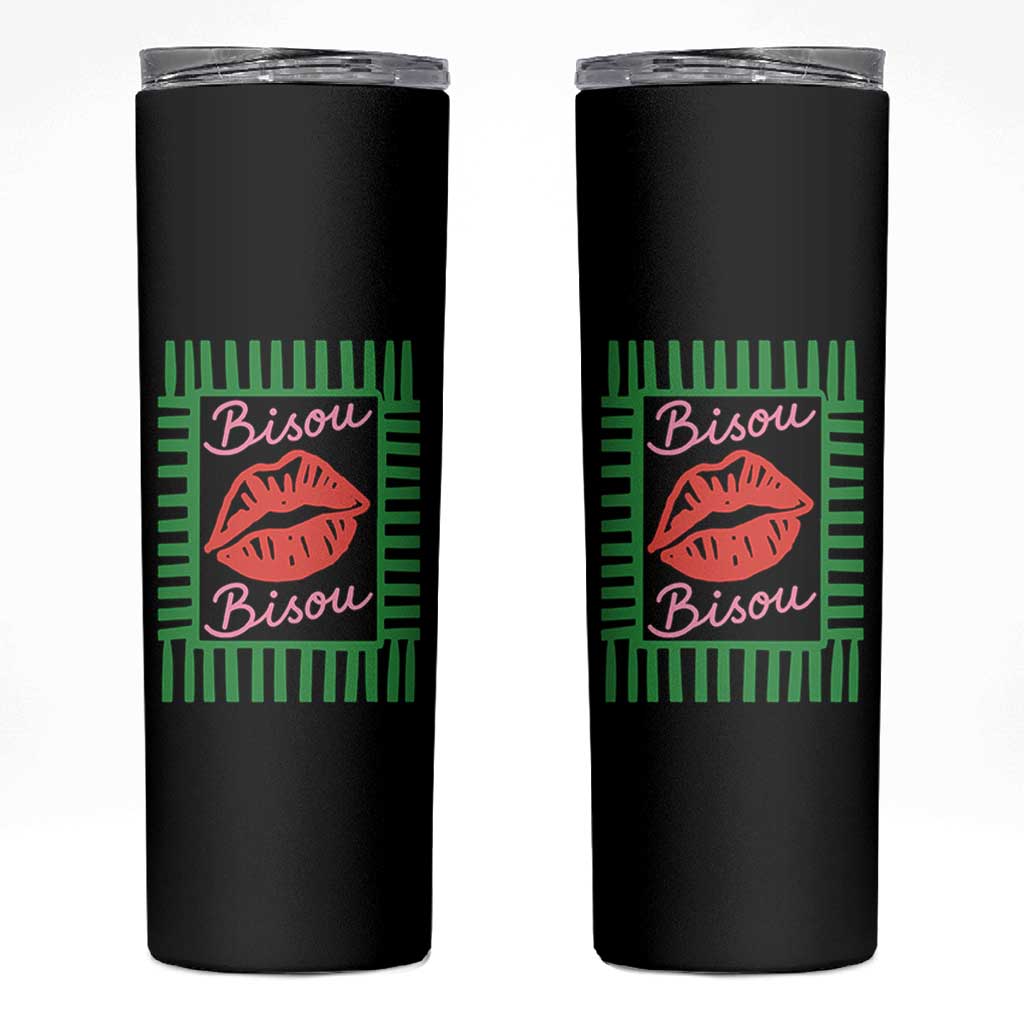 French Bisous Paris Vacation Retro Summer Vibes Skinny Tumbler