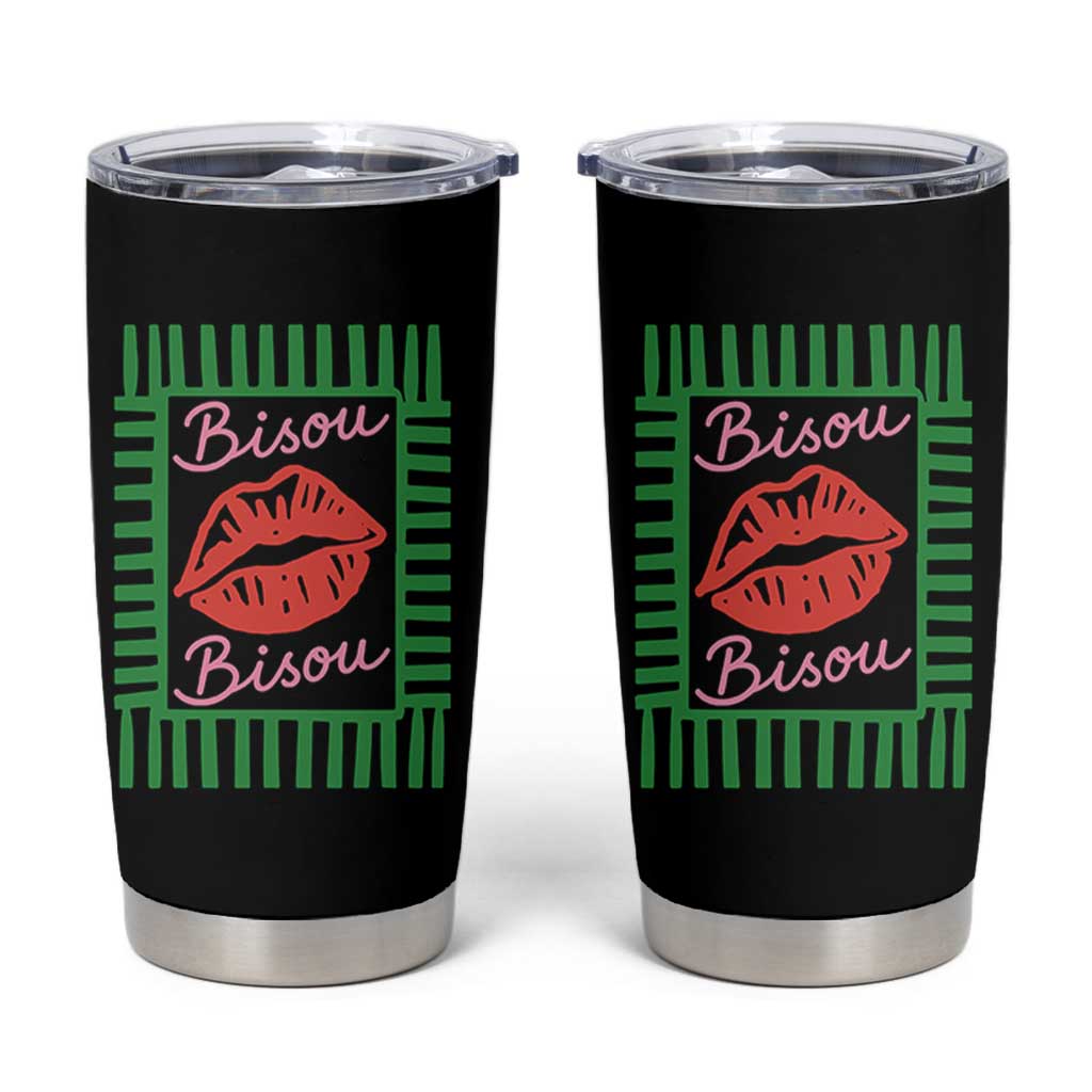 French Bisous Paris Vacation Retro Summer Vibes Tumbler Cup