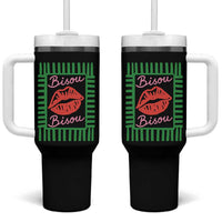 French Bisous Paris Vacation Retro Summer Vibes Tumbler With Handle