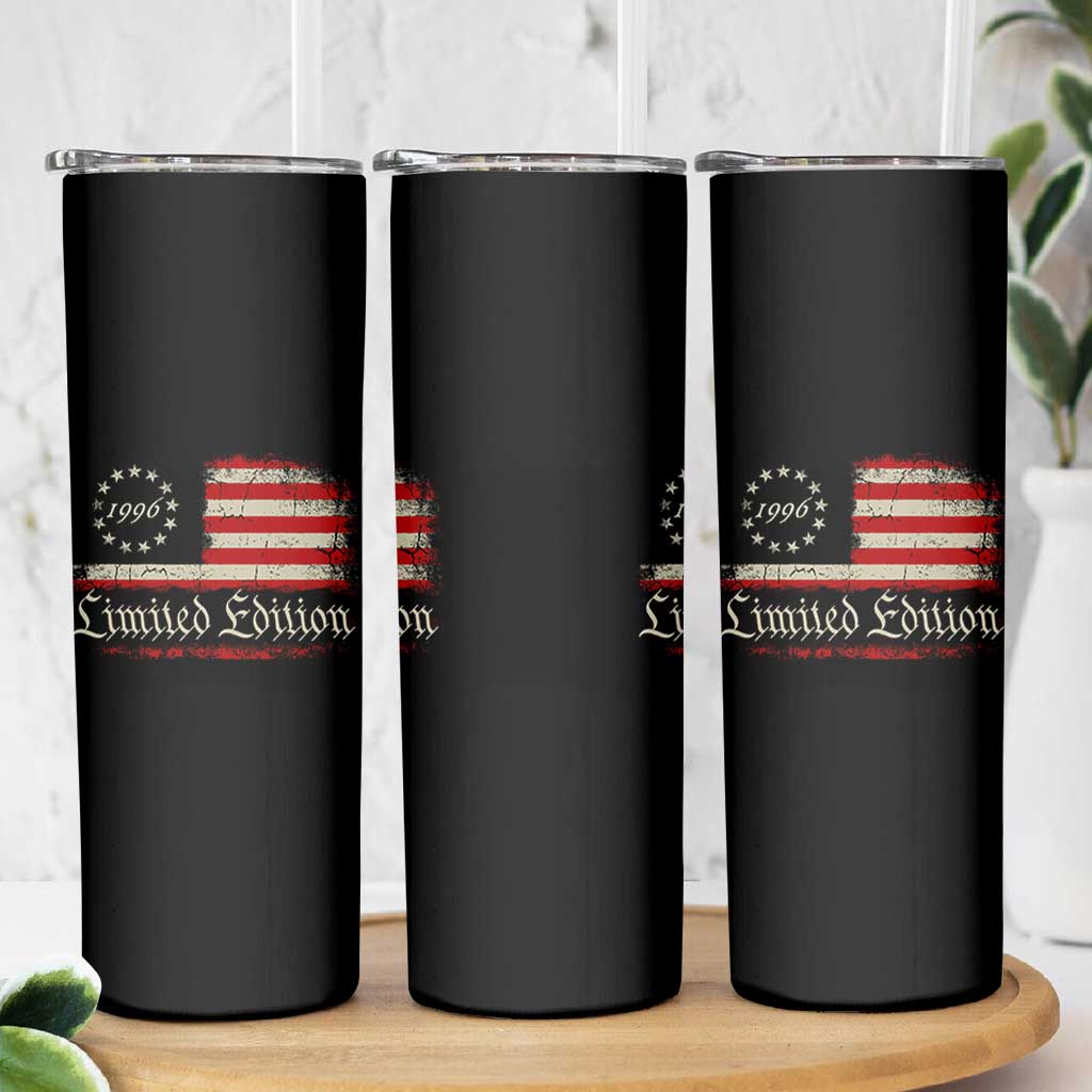 30th Birthday 1996 Limited Edition Skinny Tumbler Gifts for 30 Years Old Vintage American Flag