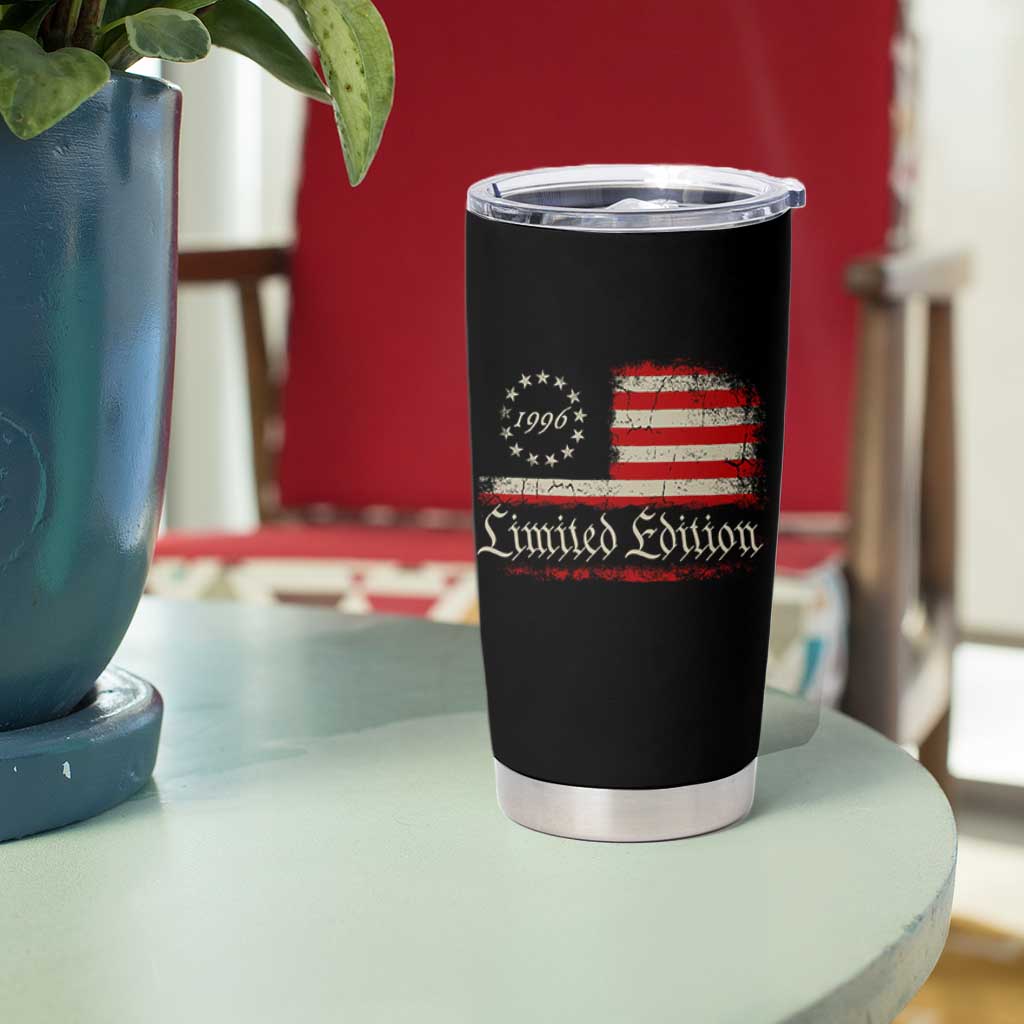 30th Birthday 1996 Limited Edition Tumbler Cup Gifts for 30 Years Old Vintage American Flag