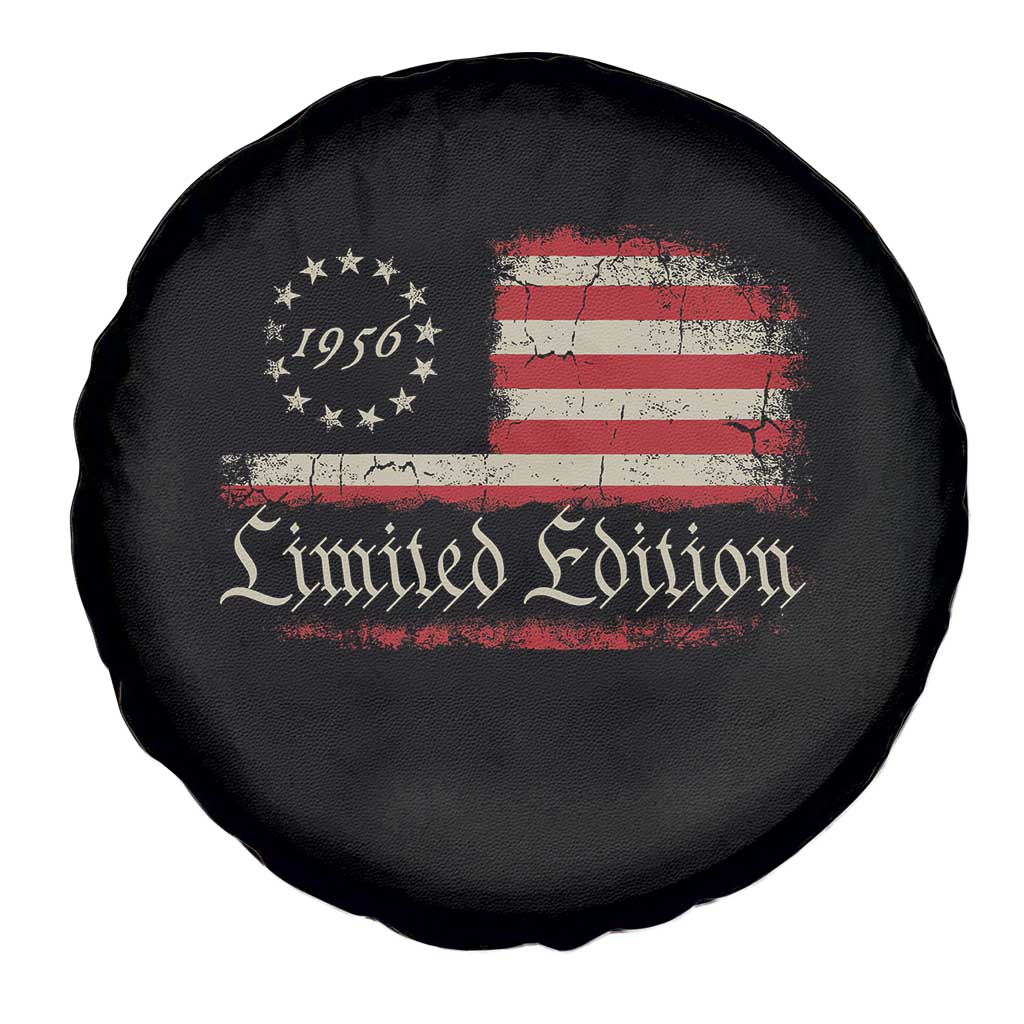 70th Birthday 1956 Limited Edition Spare Tire Cover Gifts for 70 Years Old Vintage American Flag