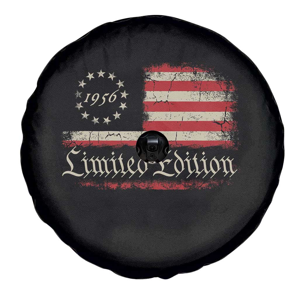 70th Birthday 1956 Limited Edition Spare Tire Cover Gifts for 70 Years Old Vintage American Flag
