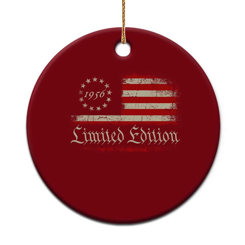 70th Birthday 1956 Limited Edition Ceramic Ornament Gifts for 70 Years Old Vintage American Flag