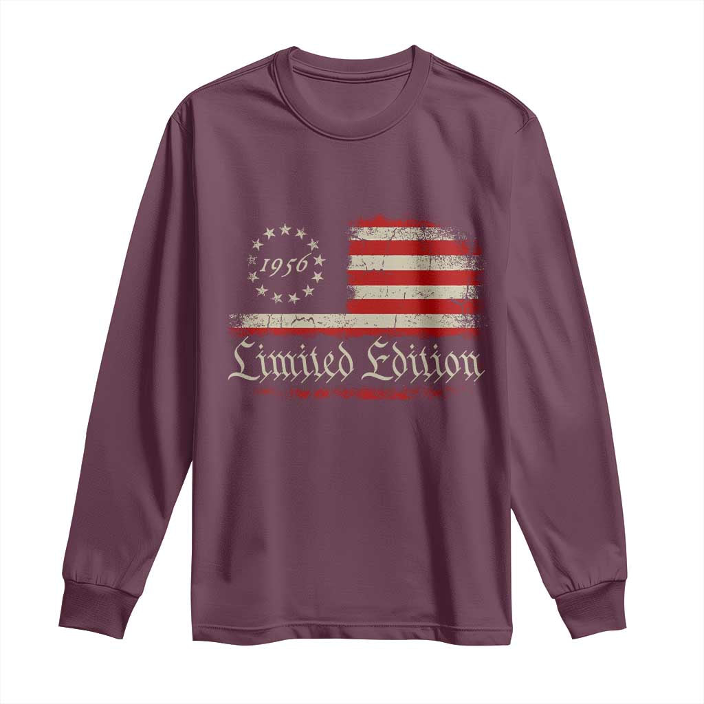 70th Birthday 1956 Limited Edition Long Sleeve Shirt Gifts for 70 Years Old Vintage American Flag