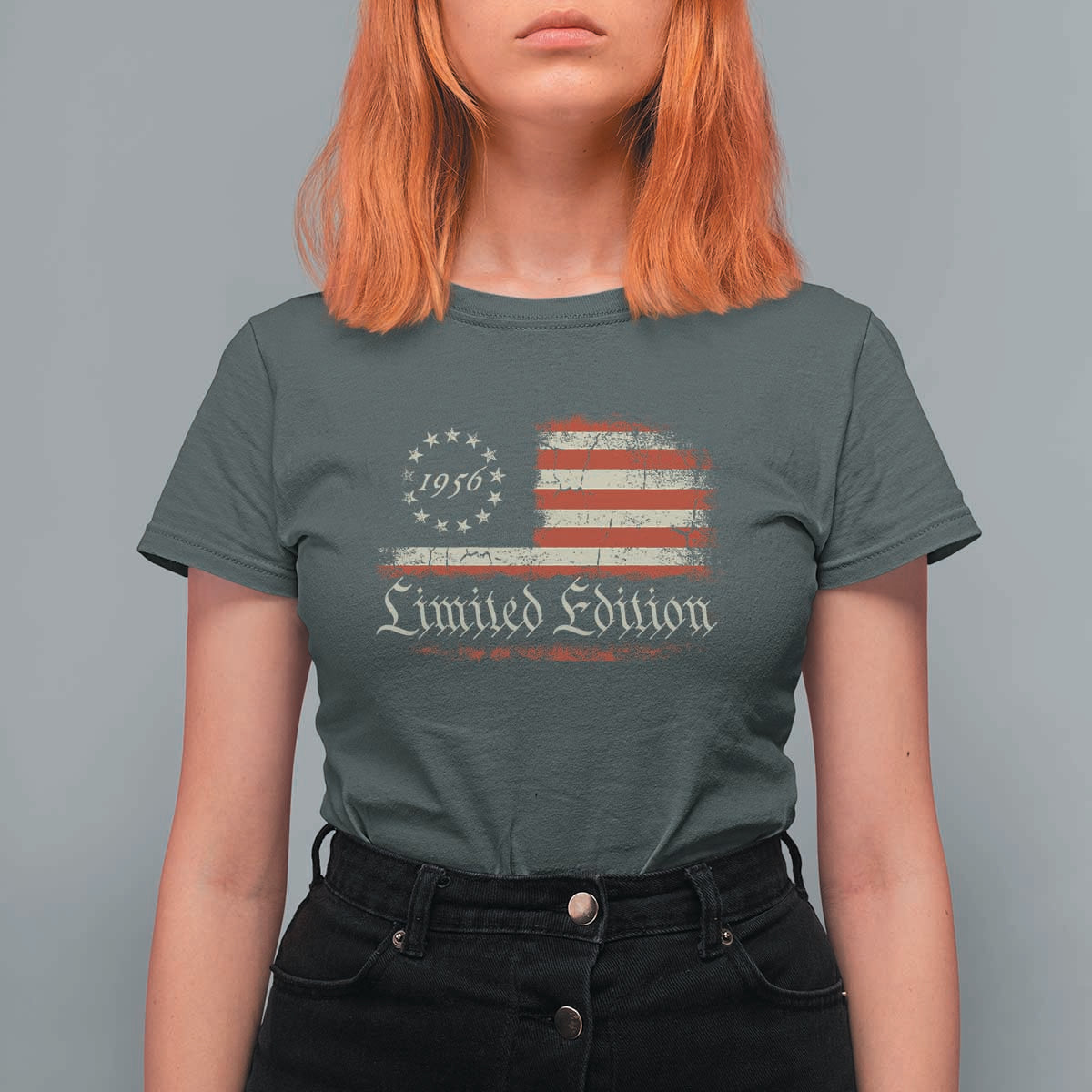 70th Birthday 1956 Limited Edition T Shirt For Women Gifts for 70 Years Old Vintage American Flag