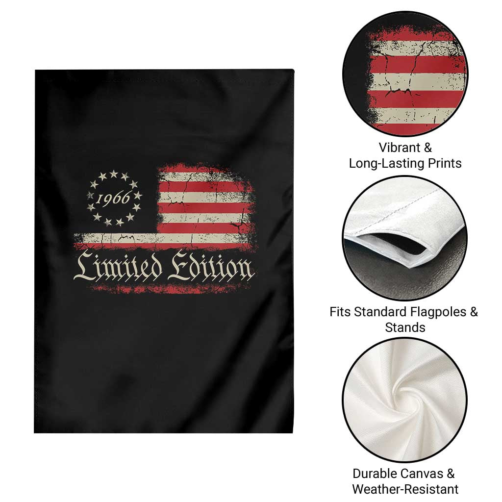 60th Birthday 1966 Limited Edition Garden Flag Gifts for 60 Years Old Vintage American Flag