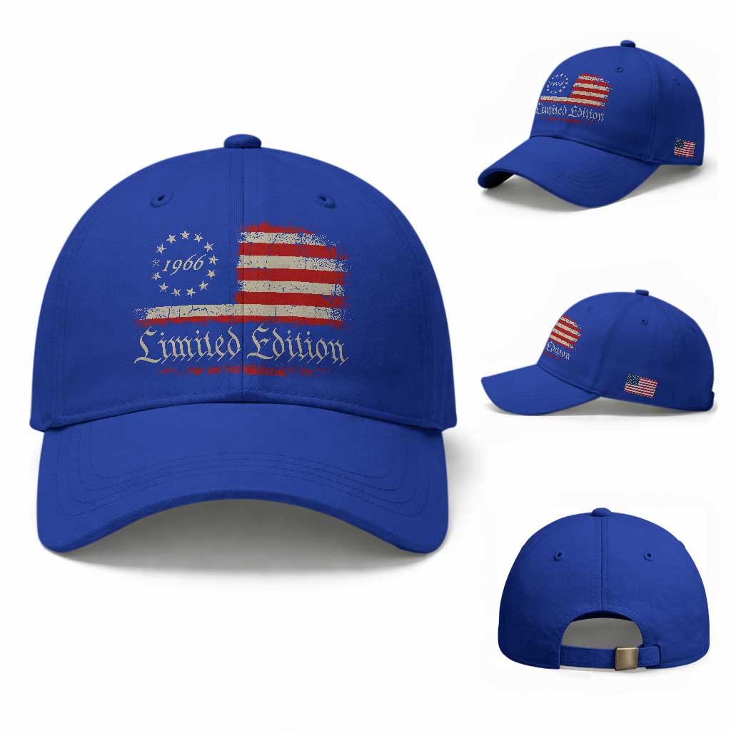 60th Birthday 1966 Limited Edition Baseball Cap Gifts for 60 Years Old Vintage American Flag