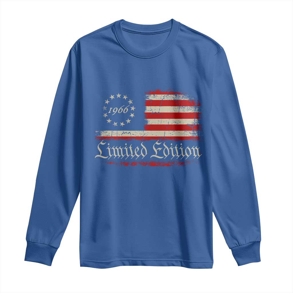 60th Birthday 1966 Limited Edition Long Sleeve Shirt Gifts for 60 Years Old Vintage American Flag