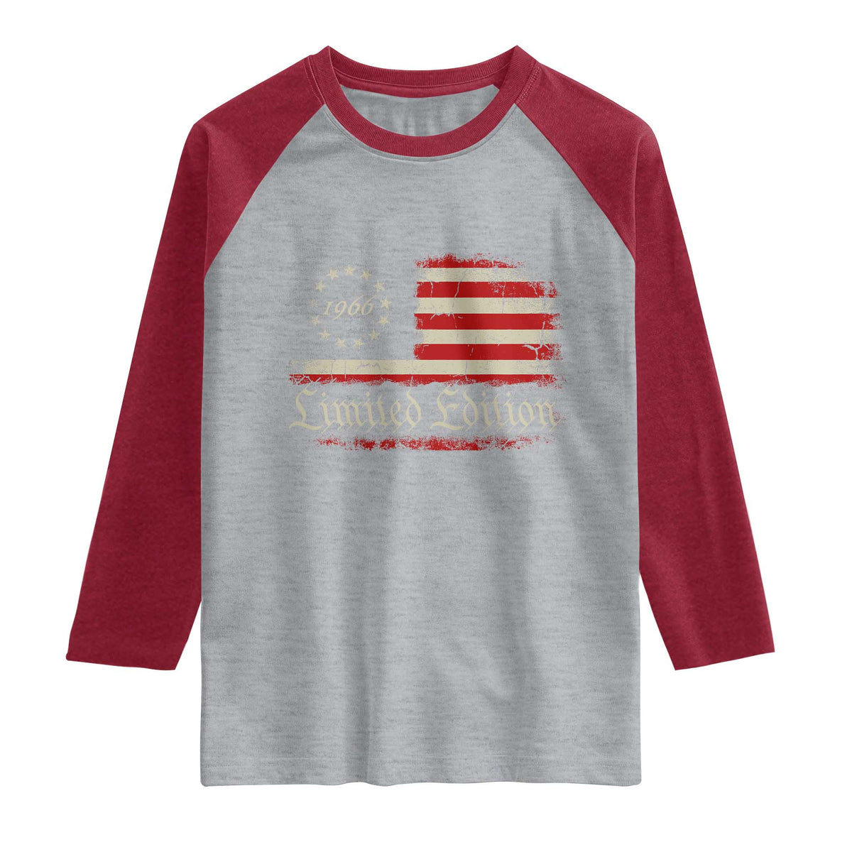 60th Birthday 1966 Limited Edition Raglan Shirt Gifts for 60 Years Old Vintage American Flag