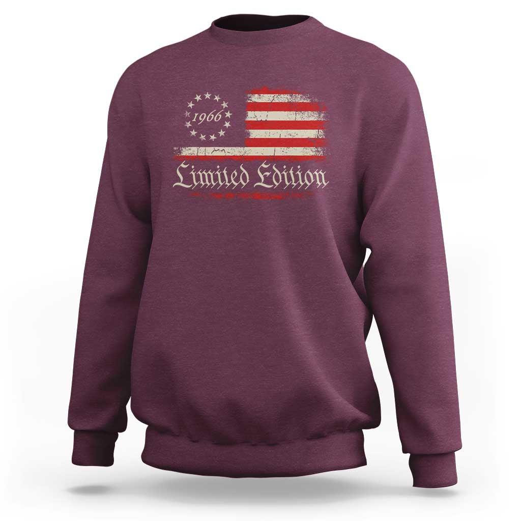 60th Birthday 1966 Limited Edition Sweatshirt Gifts for 60 Years Old Vintage American Flag