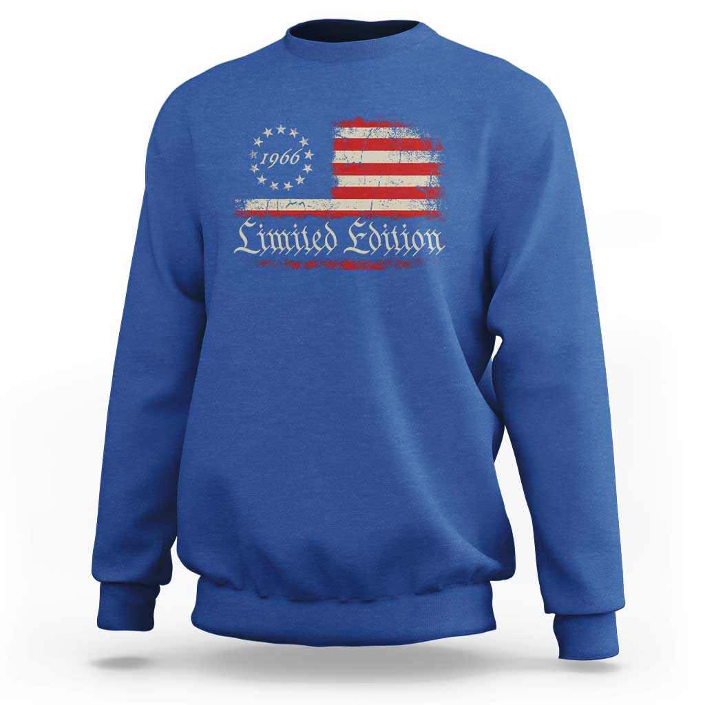 60th Birthday 1966 Limited Edition Sweatshirt Gifts for 60 Years Old Vintage American Flag