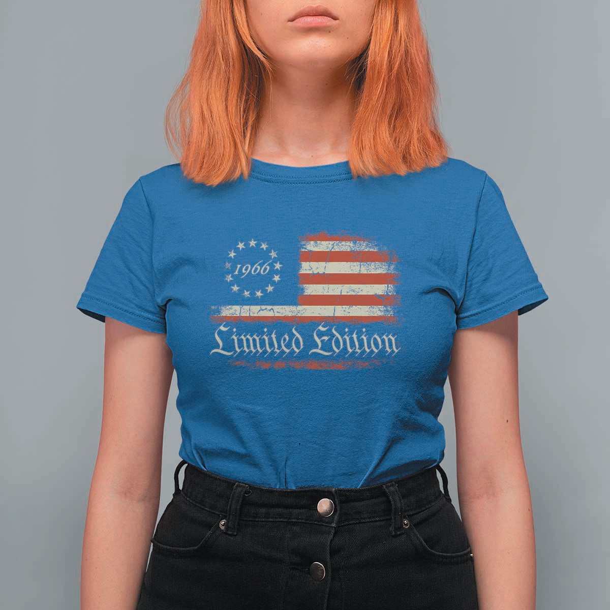 60th Birthday 1966 Limited Edition T Shirt For Women Gifts for 60 Years Old Vintage American Flag