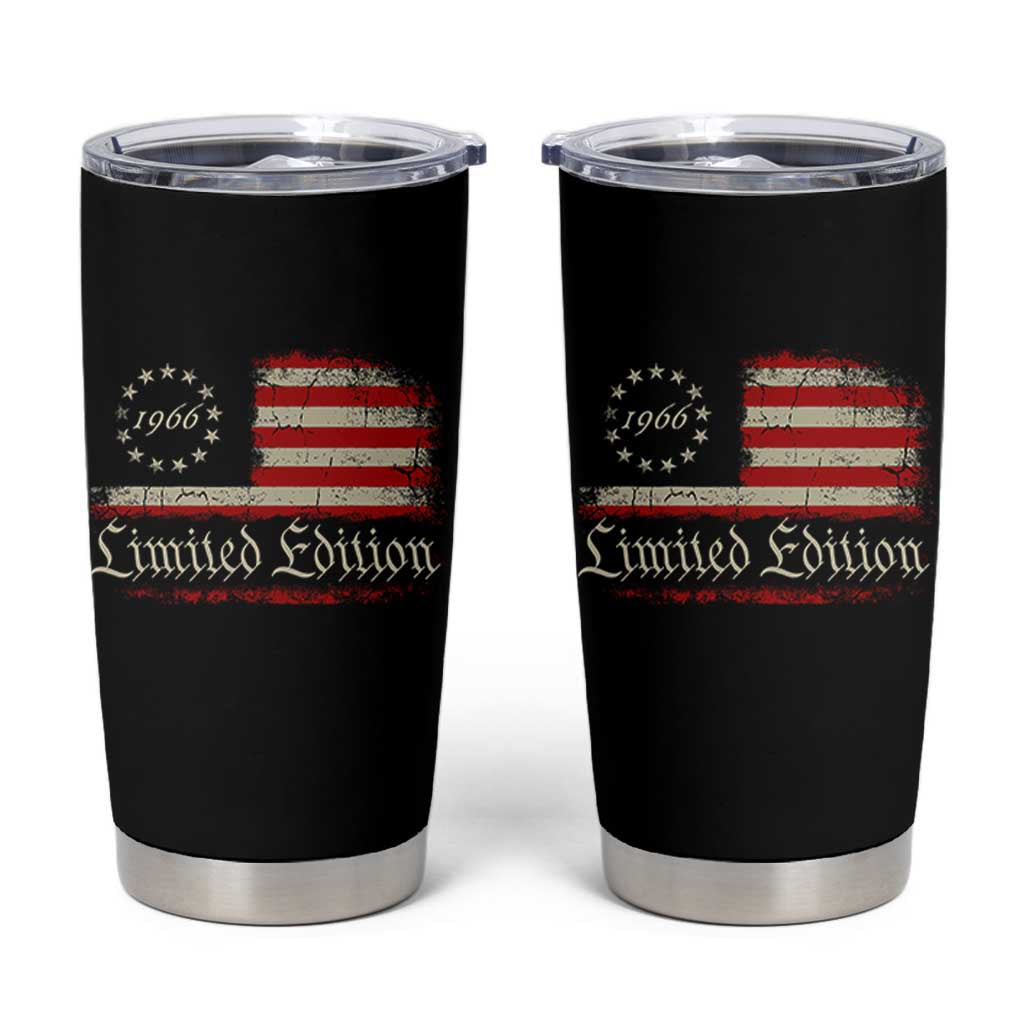 60th Birthday 1966 Limited Edition Tumbler Cup Gifts for 60 Years Old Vintage American Flag