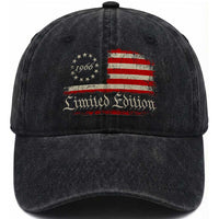 60th Birthday 1966 Limited Edition Washed Cotton Baseball Cap Gifts for 60 Years Old Vintage American Flag