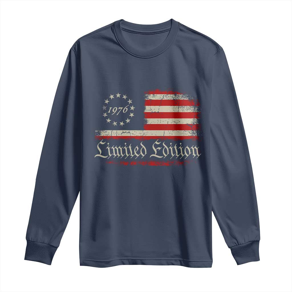 50th Birthday 1976 Limited Edition Long Sleeve Shirt Gifts for 50 Years Old Vintage American Flag