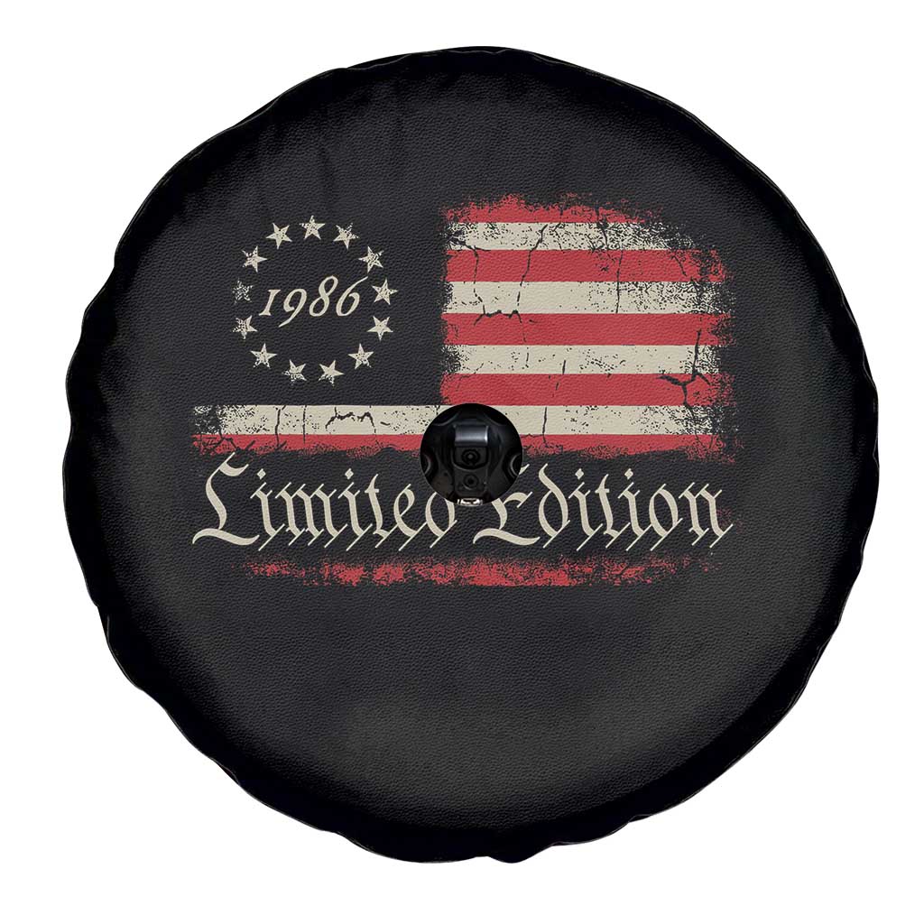 40th Birthday 1986 Limited Edition Spare Tire Cover Gifts for 40 Years Old Vintage American Flag