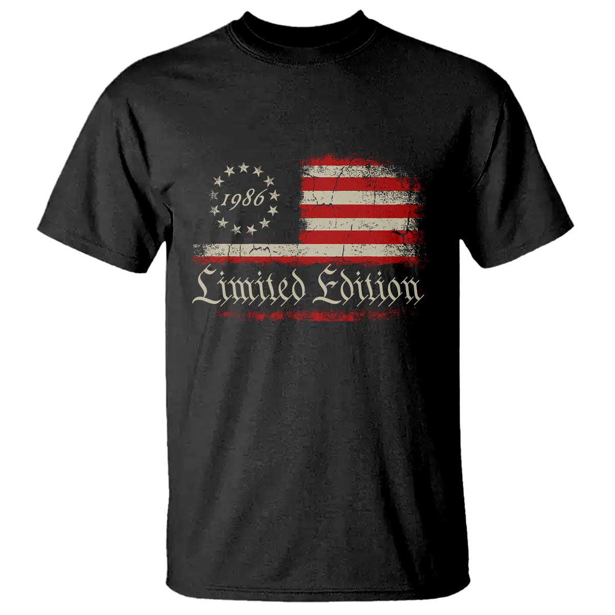 40th Birthday 1986 Limited Edition T Shirt Gifts for 40 Years Old Vintage American Flag
