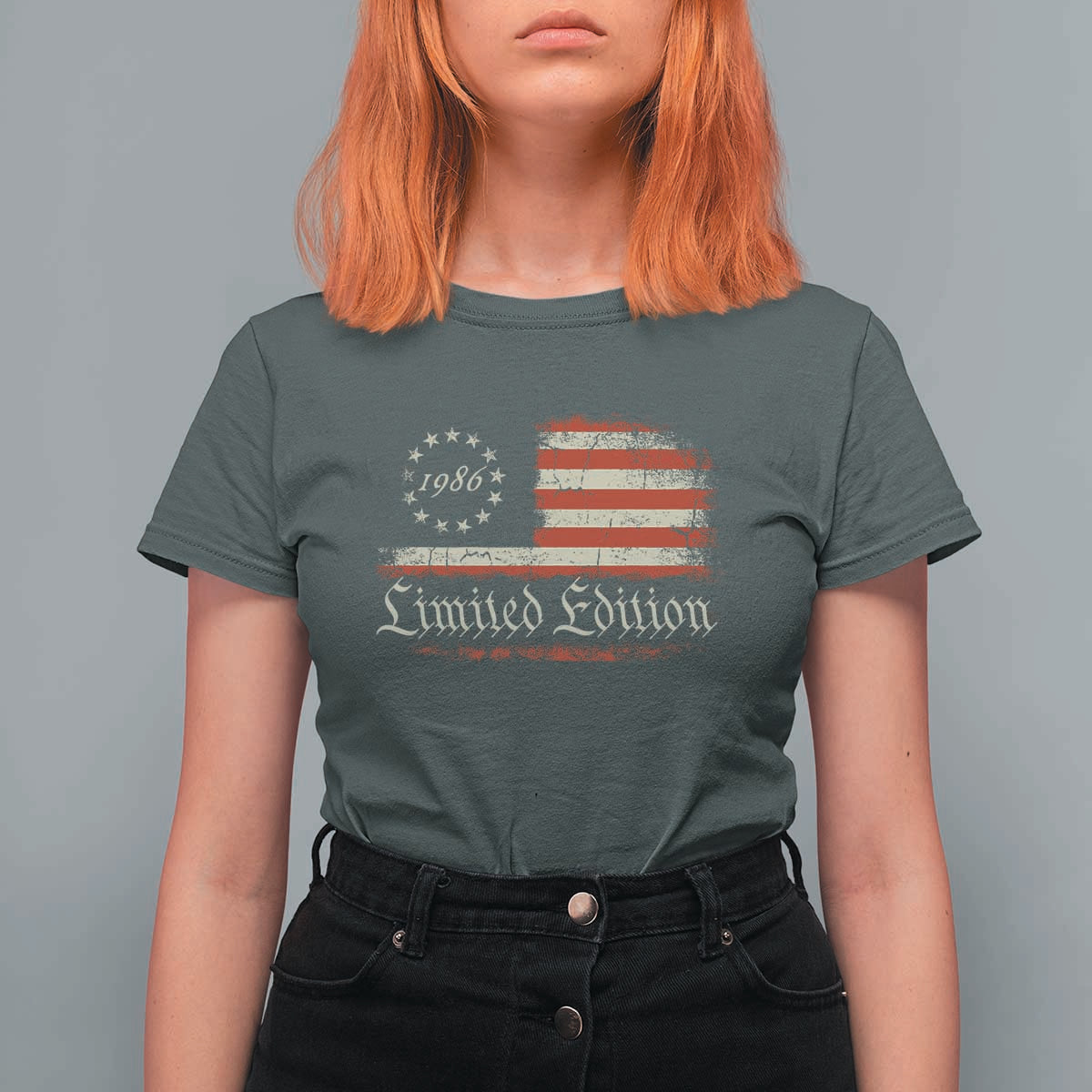 40th Birthday 1986 Limited Edition T Shirt For Women Gifts for 40 Years Old Vintage American Flag