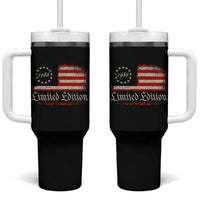 40th Birthday 1986 Limited Edition Tumbler With Handle Gifts for 40 Years Old Vintage American Flag