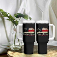40th Birthday 1986 Limited Edition Tumbler With Handle Gifts for 40 Years Old Vintage American Flag