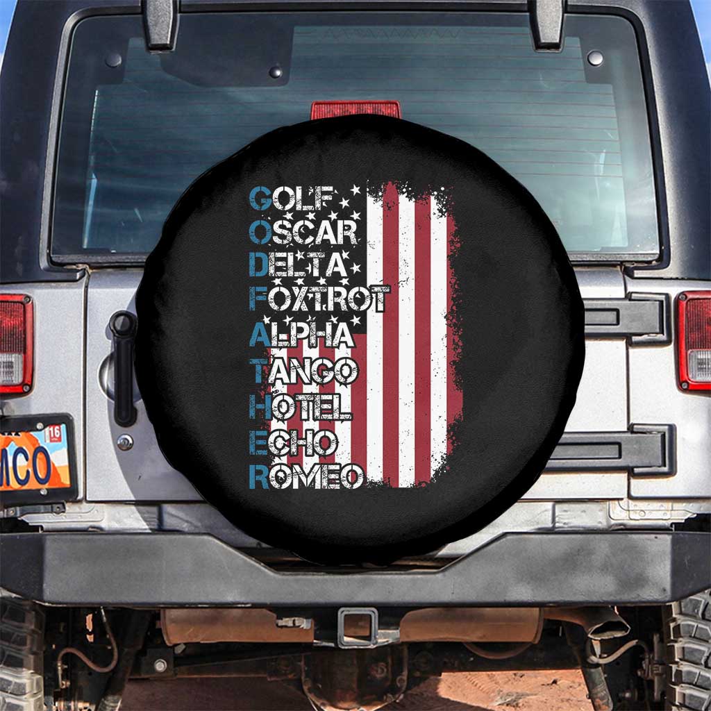 Veteran Dad Uncle Spare Tire Cover Godfather Phonetic Alphabet American Flag