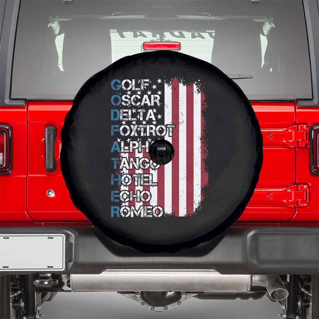 Veteran Dad Uncle Spare Tire Cover Godfather Phonetic Alphabet American Flag