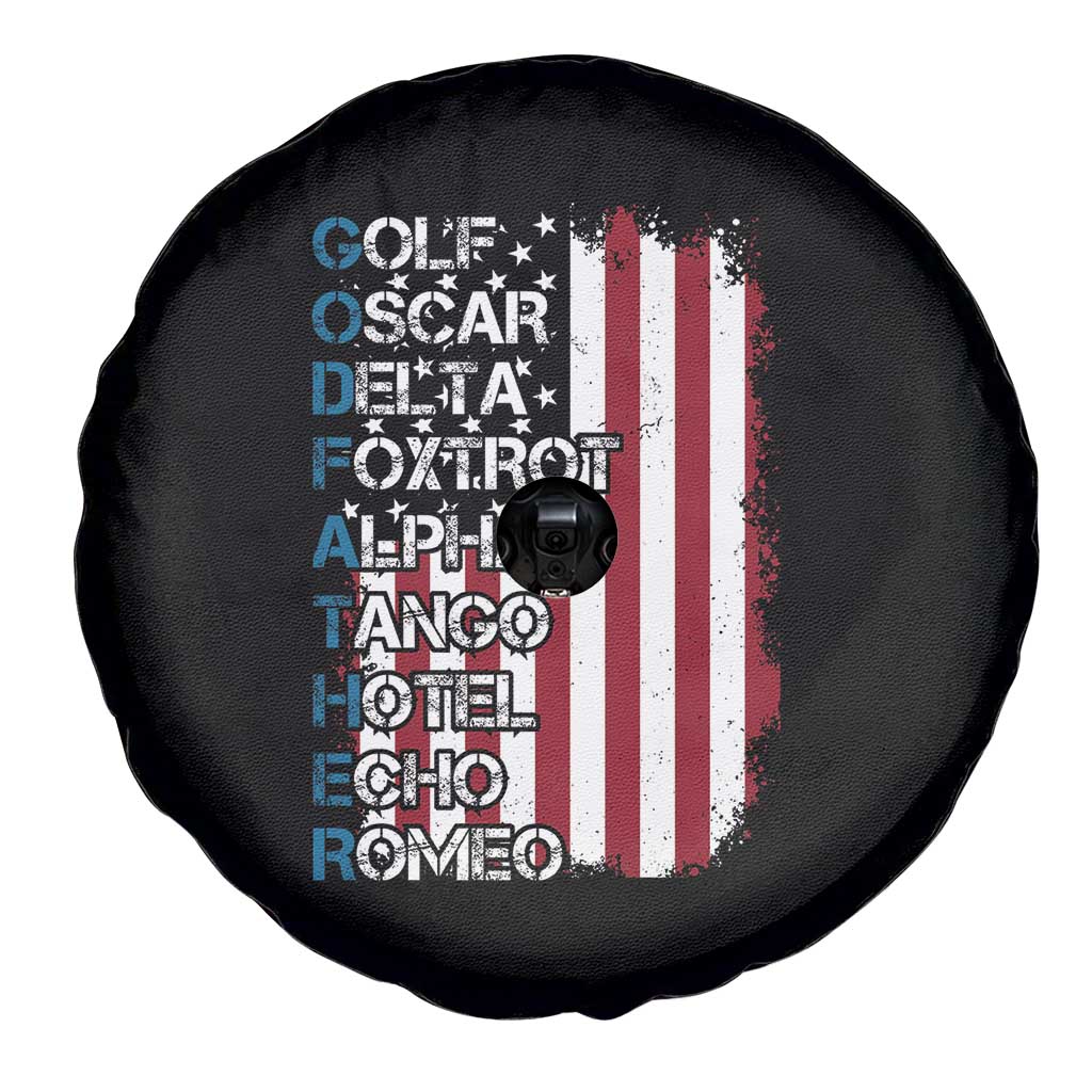 Veteran Dad Uncle Spare Tire Cover Godfather Phonetic Alphabet American Flag