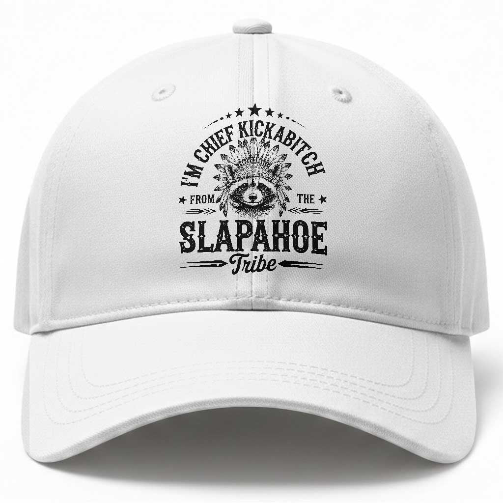 Funny I'm Chief Kickabitch From The Slapahoe Tribe Baseball Cap Native American Racoon