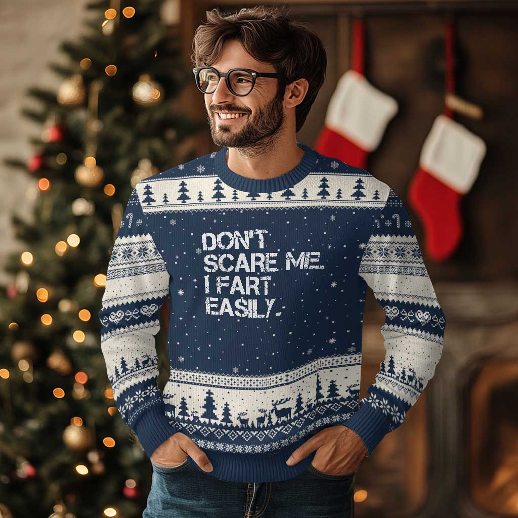 Funny Dont Scare Me I Fart Easily Ugly Christmas Sweater Humor Hilarious - Wonder Print Shop